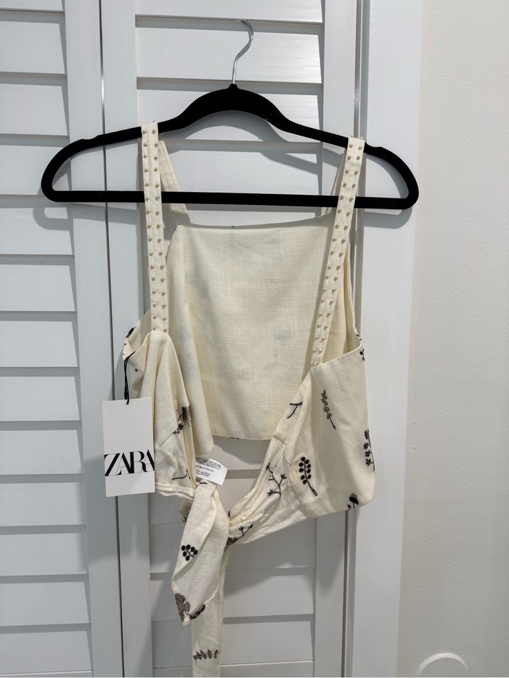 NWT Zara Floral Embroidered Linen Blend Crop Top - Picture 6 of 6